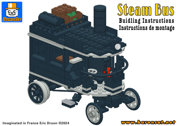 Steam Bus moc model build with Lego bricks Instructions